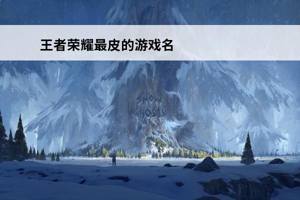 王者荣耀最皮的游戏名(王者取名比较皮的名)
