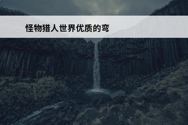 怪物猎人世界优质的弯